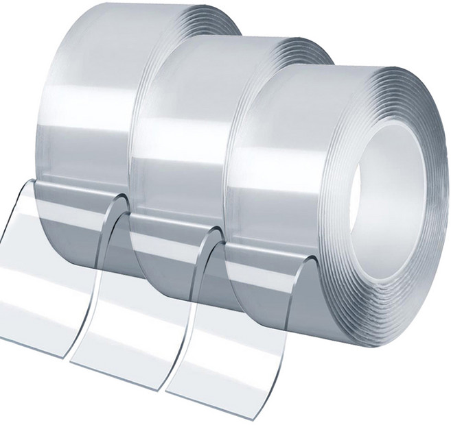 엔더 초강력 아크릴 폼 나노 실리콘 클리어 겔 양면 테이프 30mm x 5m, 투명, 3개