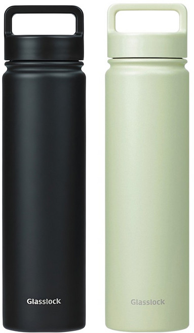 글라스락 스포티 핸들 텀블러 2p, 블랙 + 페일그린, 700ml, 1세트