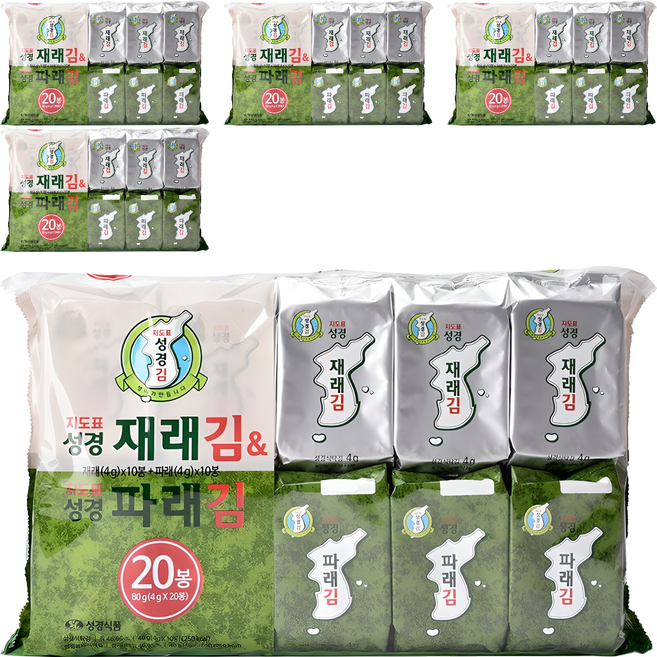 지도표성경 재래식 성경식탁김 4g x 10p + 파래김 4g x 10p, 80g, 5개