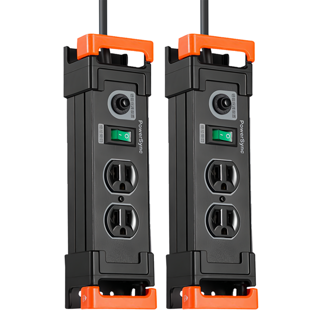 PowerSync 群加 1開2插鋁合金防雷擊抗搖擺延長線 3孔 TL2W0018, 2條, 黑色, 1.8m