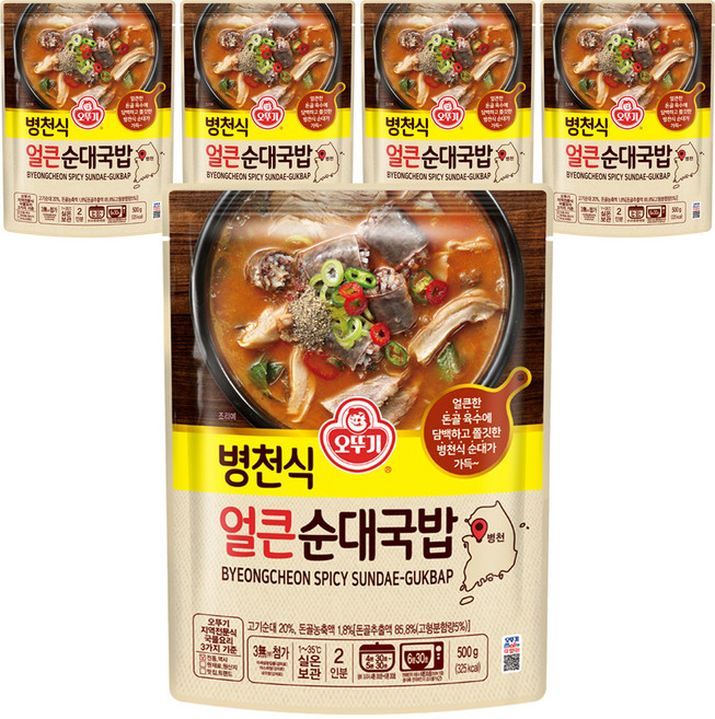 오뚜기 병천식 얼큰 순대국밥, 500g, 5개