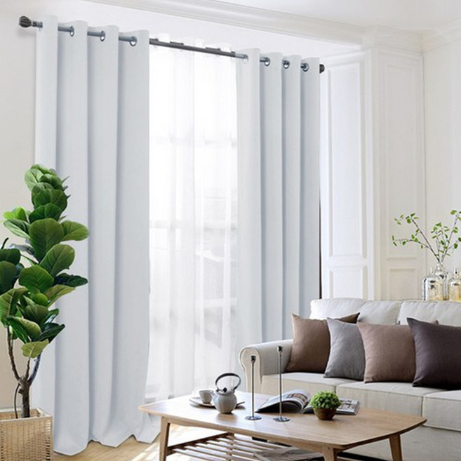 comet 隔熱遮光打孔式窗簾 附窗簾綁帶, 白色