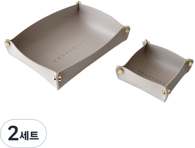 데코토닉 플레인 레더 트레이 L + S, 웜그레이, 2세트