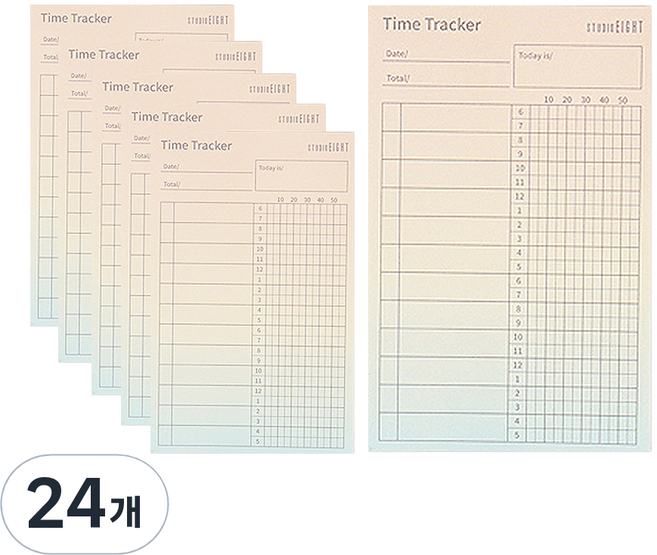 스튜디오에잇 타임트래커 메모패드 70 x 110 mm, 혼합색상, 80매, 24개