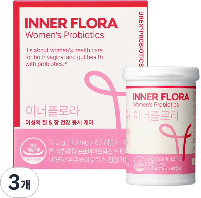 유한건강생활 이너플로라 UREX 프로바이오틱스 유산균, 60정, 3개