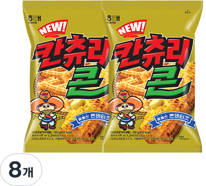 해태제과 NEW 칸츄리콘 콘버터맛, 150g, 8개