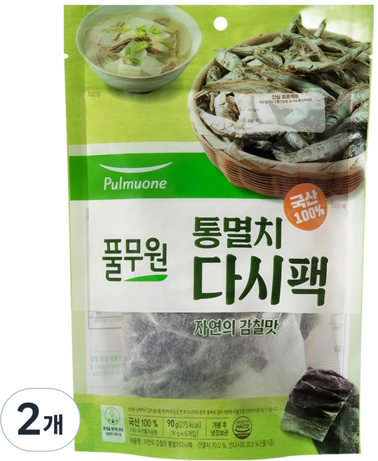 Pulmuone 圃美多 韓國產整條鯷魚高湯包 5入, 90g, 2個