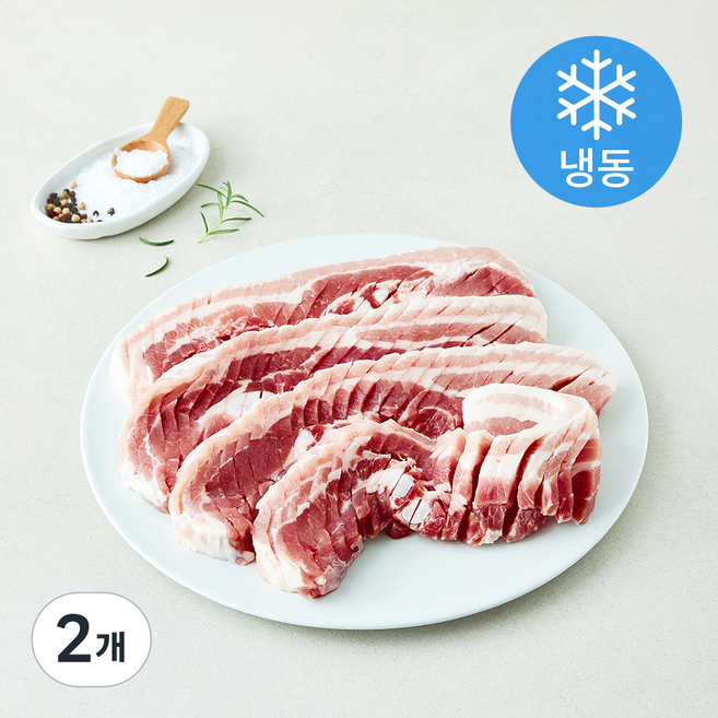 두툼한 칼집 삼겹살 구이용 (냉동), 2개, 1kg