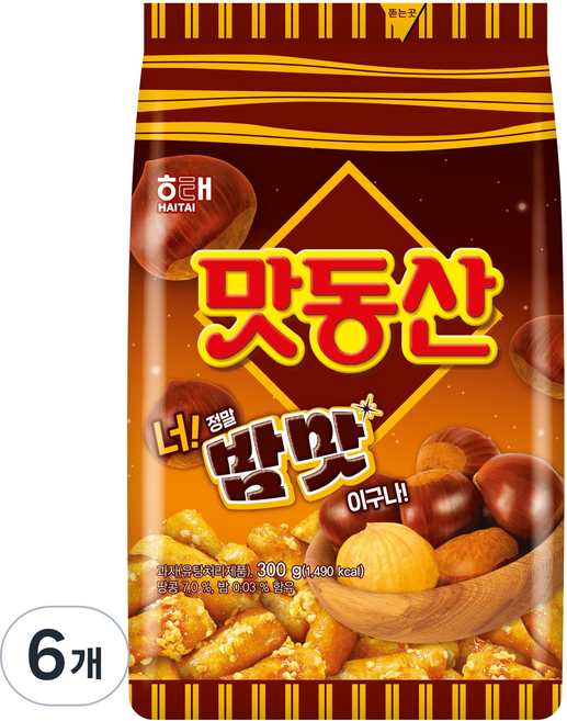 해태제과 맛동산 밤맛, 300g, 6개