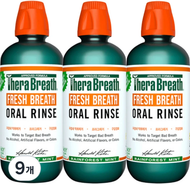 테라브레스 오랄린스 레인포레스트민트향, 473ml, 9개 - 쿠팡