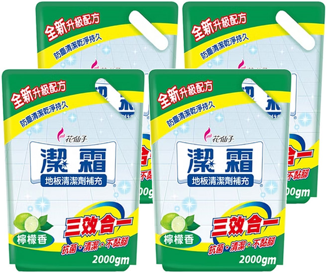farcent 花仙子 潔霜 地板清潔劑補充包 檸檬香, 2kg, 4包