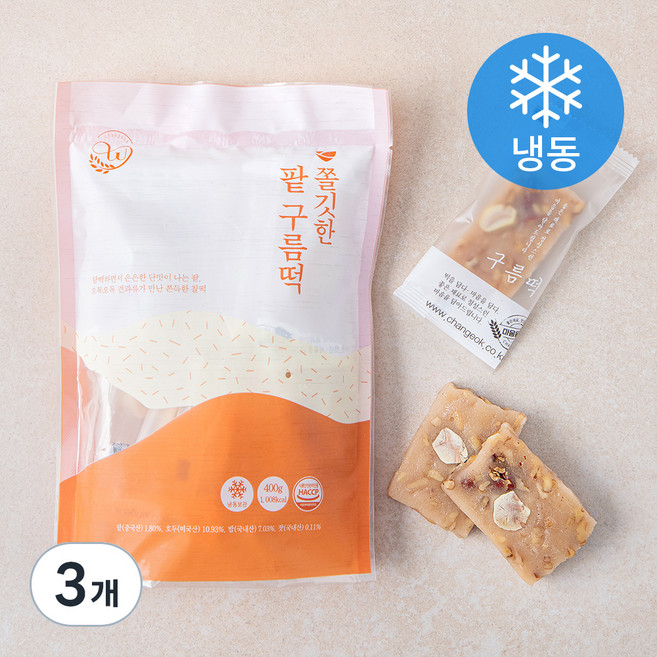 창억 쫄깃한 팥구름떡 (냉동), 400g, 1개입, 3개