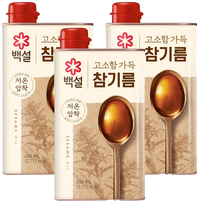 백설 고소함 가득 참기름, 450ml, 3개