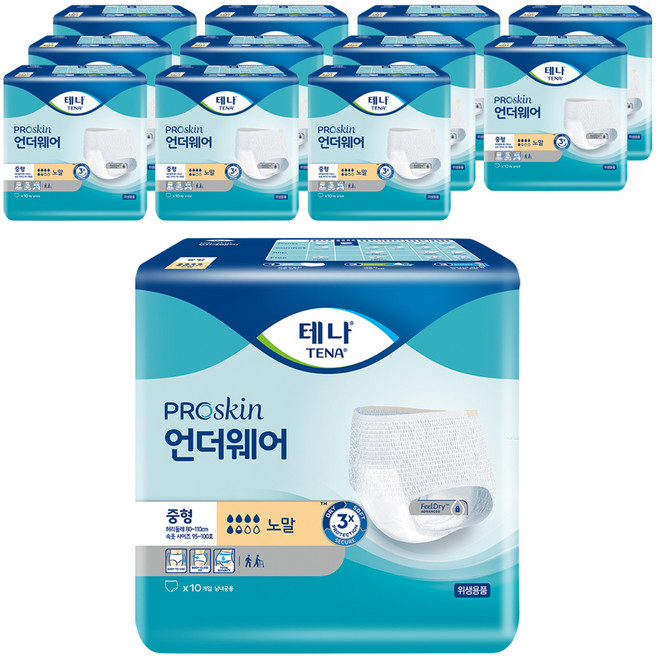 테나 남녀공용 언더웨어 노말 성인기저귀, 중형, 10개입, 12개