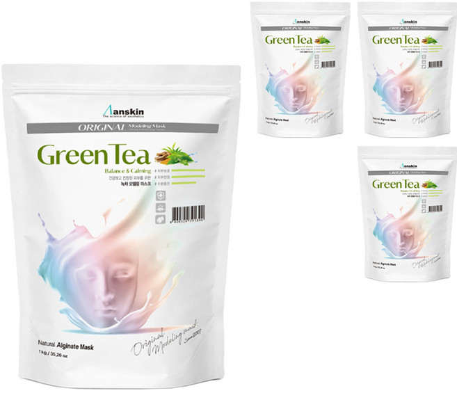 안스킨 오리지날 녹차 모델링팩 1kg, 4개, 1개입