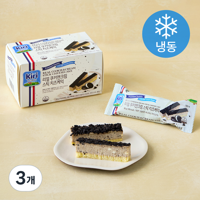끼리 리얼 스틱 치즈케익 쿠키앤크림 6입 (냉동), 180g, 3개