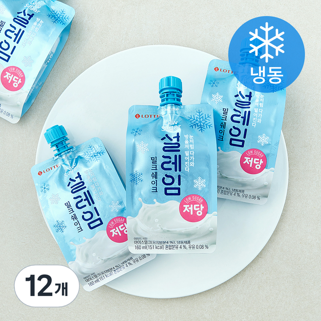 롯데웰푸드 설레임 밀크쉐이크 저당 (냉동), 12개, 1개입, 160ml