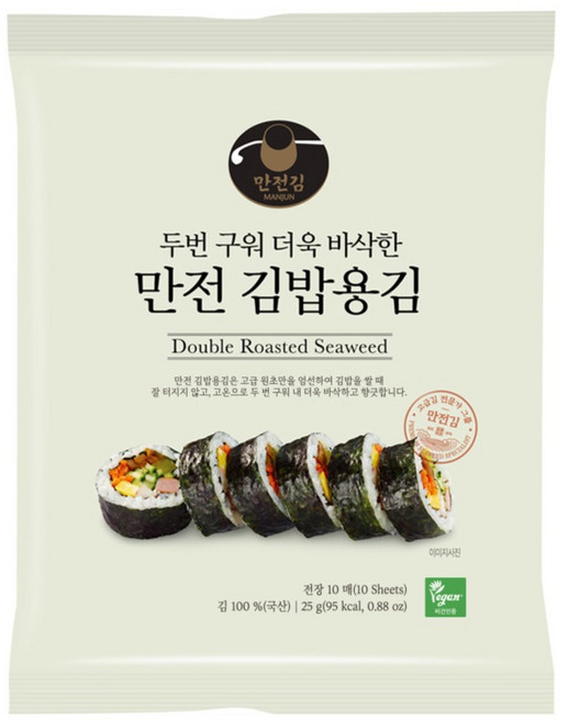 만전김 두번구운 김밥용김 10p, 25g, 1개