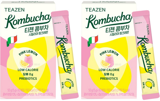 TEAZEN 茶禪 康普茶沖泡飲 西西里粉紅檸檬口味, 5g, 10條, 2盒