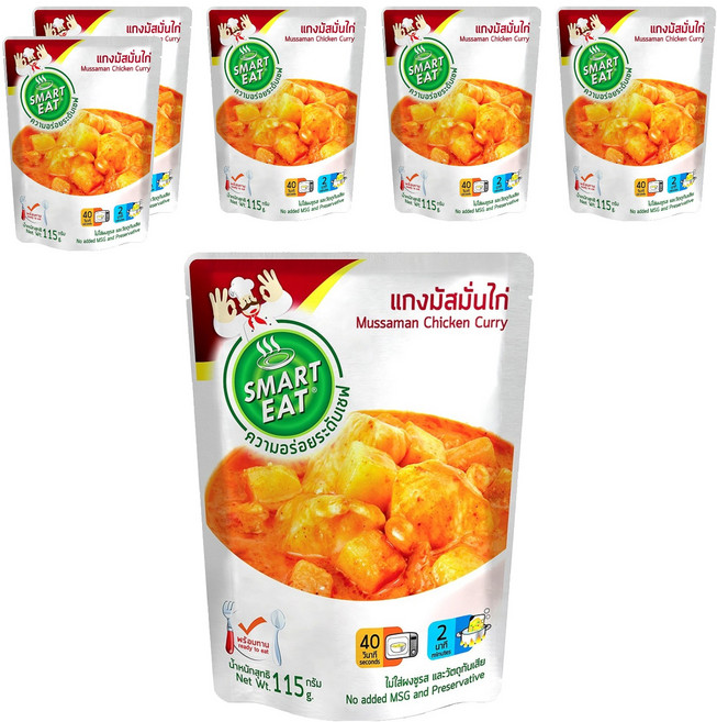 SMART EAT 瑪斯曼咖哩雞即食調理包 精選食材 天然原味 40秒內加熱即食, 115g, 6包