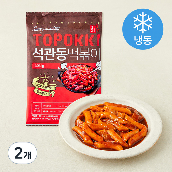 석관동떡볶이 오리지날맛 (냉동), 520g, 2개