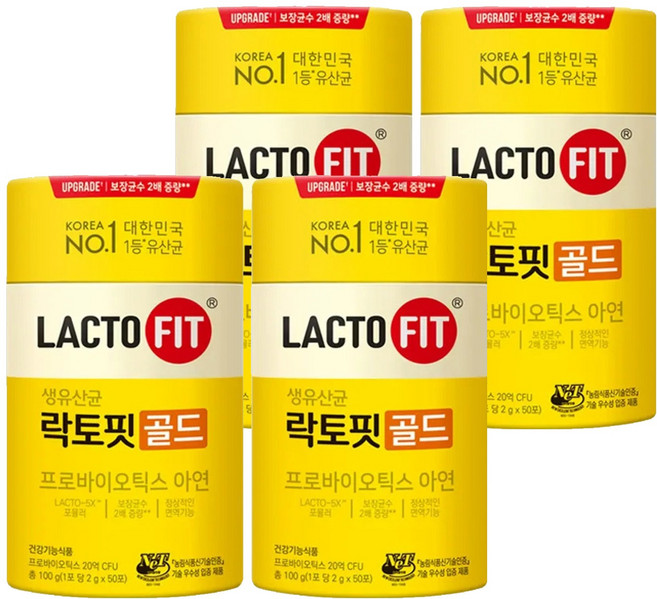 Chong Kun Dang 鍾根堂 LACTO-FIT gold升級版 益生菌 大童及成人款, 50包, 2g, 4罐