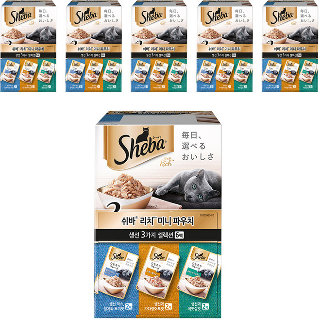 쉬바 1세 이상 고양이 리치 미니 주식파우치 3가지 세트, 참치, 35g, 36개