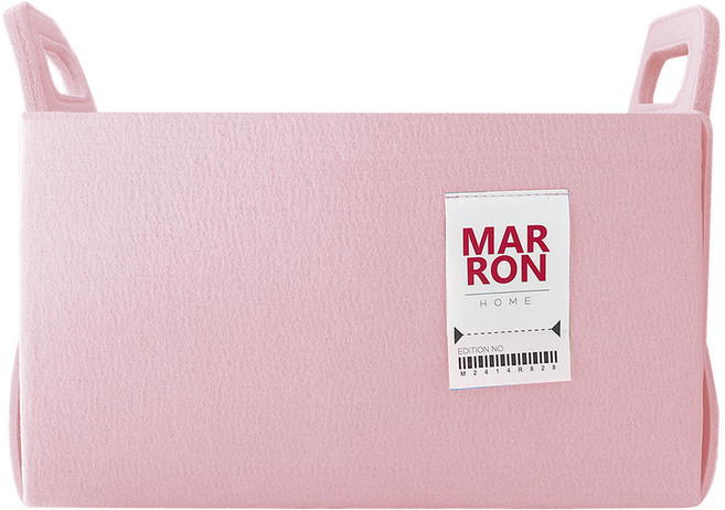 마롱즈 접이식 펠트 수납 바구니, 베이비핑크, 1개