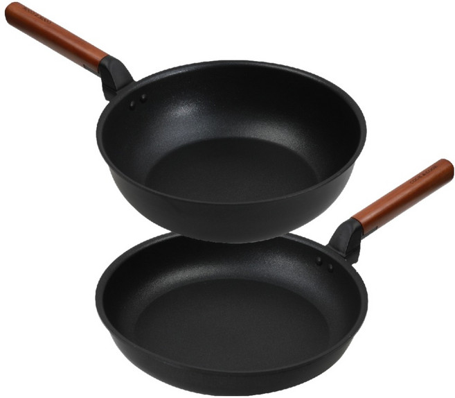 쿡앤쿡 인덕션 미라클 IH 피라미드 코팅팬 세트 2개, 블랙, 프라이팬 28cm + 궁중팬 28cm, 1세트