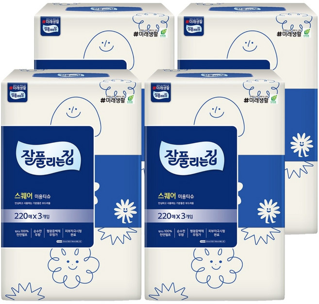 잘풀리는집 천연펄프 미용티슈 2겹, 12개, 220매