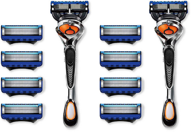 아리수리 남성용 수동 5겹 면도기 + 리필 면도날 4p 세트 블루, 2세트