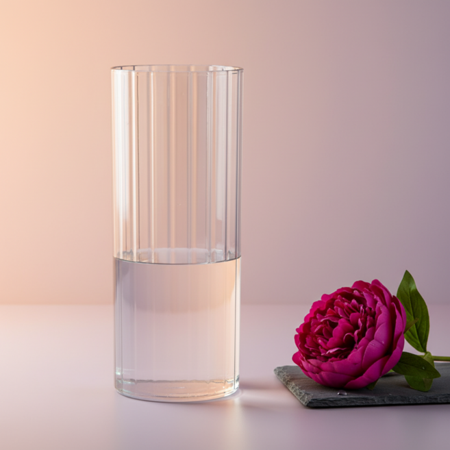 비비드하우스 깨지지 않는 대형 화병, 투명 줄무늬
