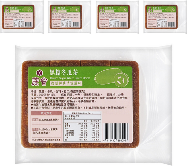 蔗會 黑糖冬瓜茶, 300g, 5個, 1個裝