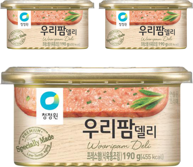 우리팜 청정원 델리 햄통조림, 3개, 190g