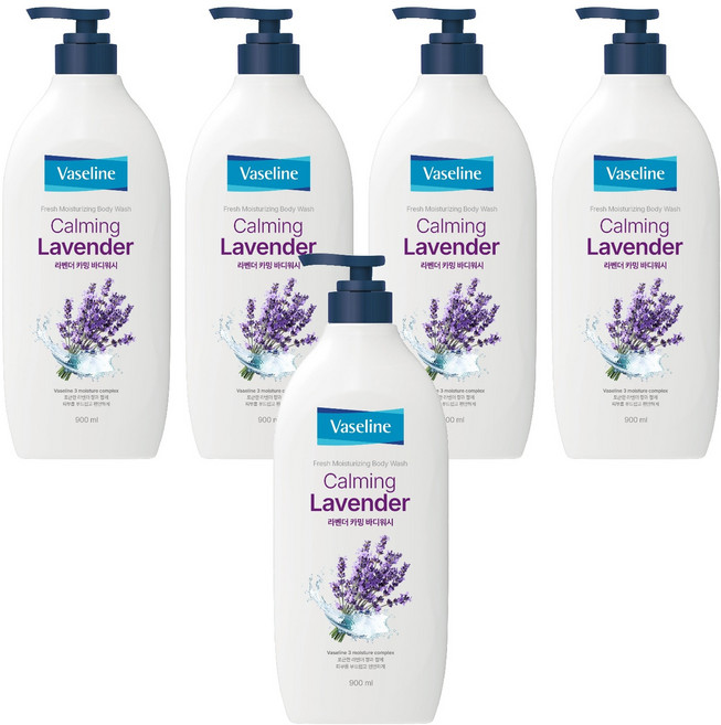 애경바세린 프레시 모이스처라이징 바디워시 라벤더 카밍, 900ml, 5개