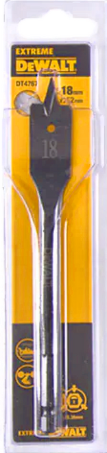 DEWALT 得偉 木工六角柄快速扁平鑽頭 DT4767 152 x 18mm, 1支