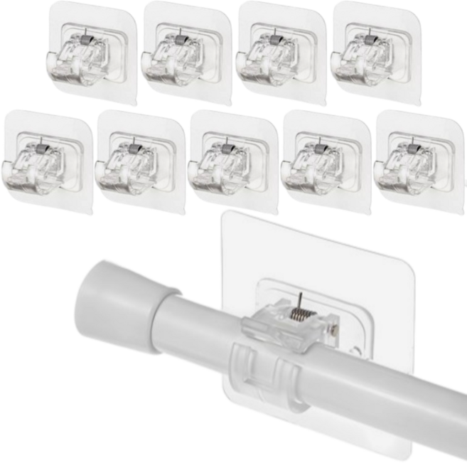 라이프라임 커튼봉브라켓 압축봉고정홀더 후크, 10개, 투명