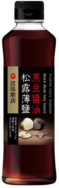 萬家香 玩味廚房松露薄鹽黑豆醬油, 350ml, 1瓶
