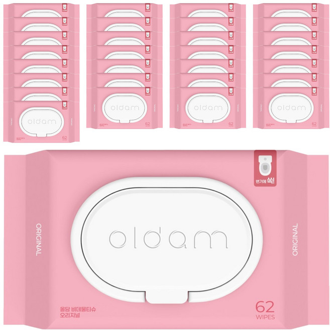 올담 오리지널 비데물티슈 캡형, 70g, 62매, 30개