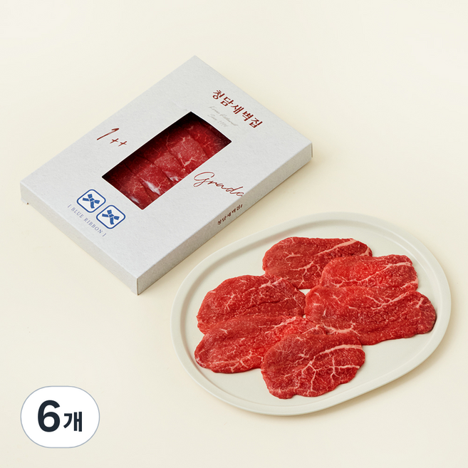 청담새벽집 한우 홍두깨 1++등급 (9) 육전용 (냉장), 200g, 6개