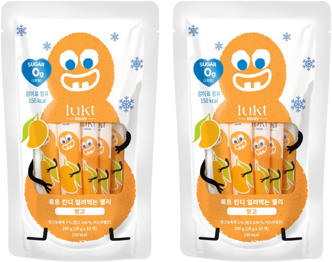 LUKT 킨디 얼려먹는 젤리 10p, 200g, 2개, 망고