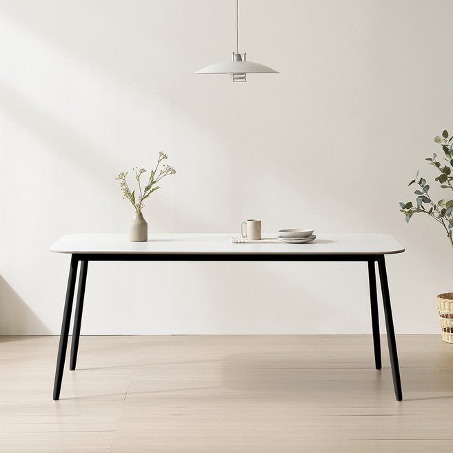 보니애가구 몰리 양면 포세린 세라믹 테이블 방문설치, 화이트 + 마블연그레이 + 블랙, 4인용