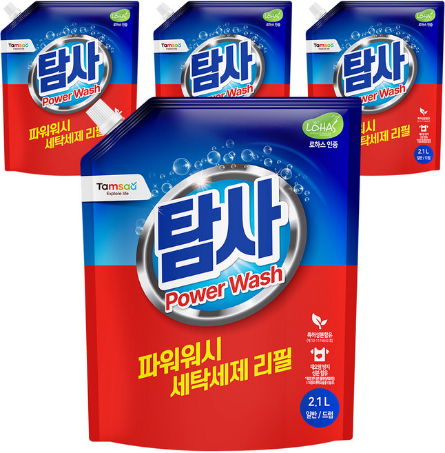 탐사 파워워시 세탁세제, 2.1L, 4개