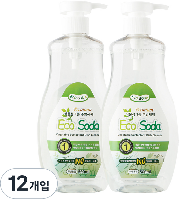 에코소다 식물성 1종 주방세제, 500ml, 12개