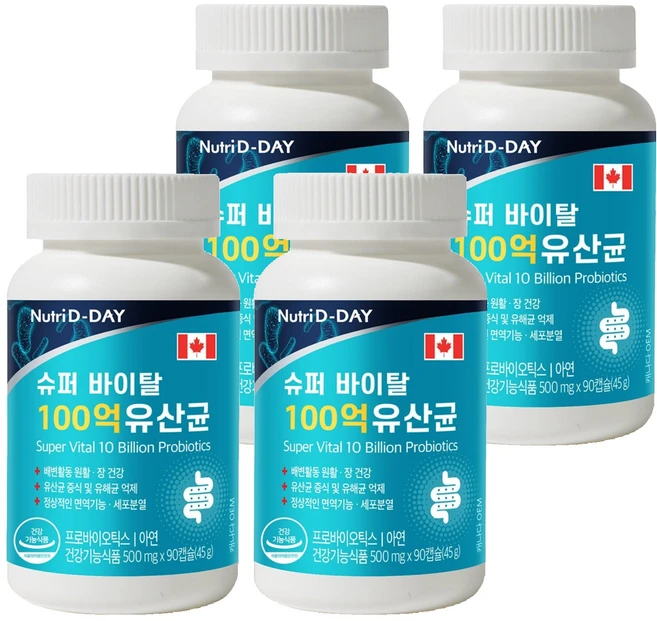 뉴트리디데이 슈퍼 바이탈 100억 유산균, 90정, 4개 - 쿠팡