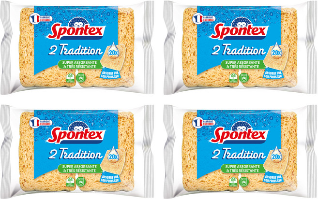 스폰텍스 드라이 셀룰로스 스펀지 2 트레디션 수세미, 2개입, 4개