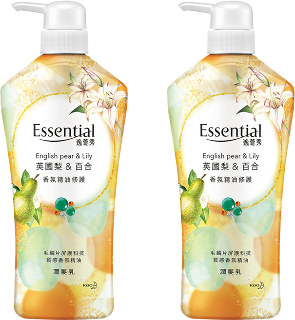 Essential 逸萱秀 台灣公司貨 香氛精油修護 潤髮乳 英國梨&百合, 700ml, 2瓶