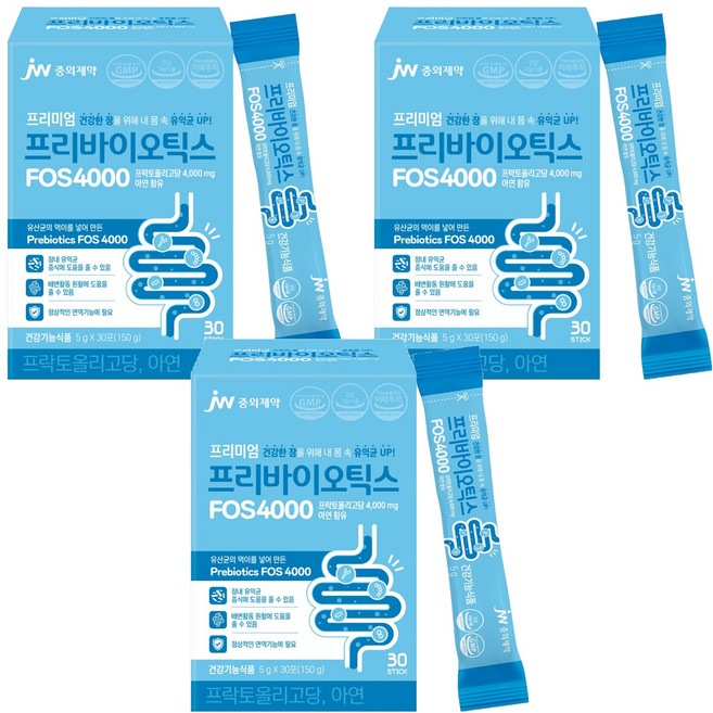 JW중외제약 프리미엄 프리바이오틱스 FOS 4000, 150g, 3개