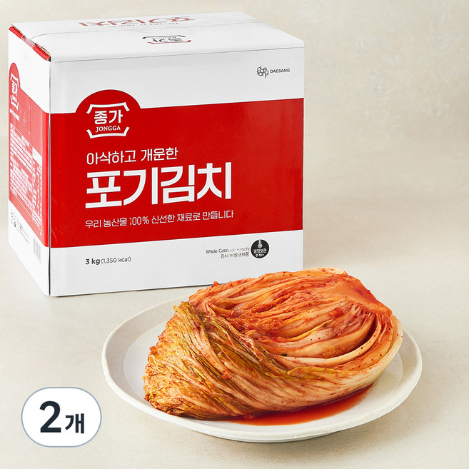 대상 종가 아삭하고 개운한 포기김치, 3kg, 2개