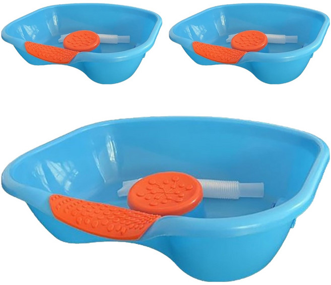 디어모모 노인 환자용 임산부 머리감기 샴푸 대야 세발기, 하늘색, 3개